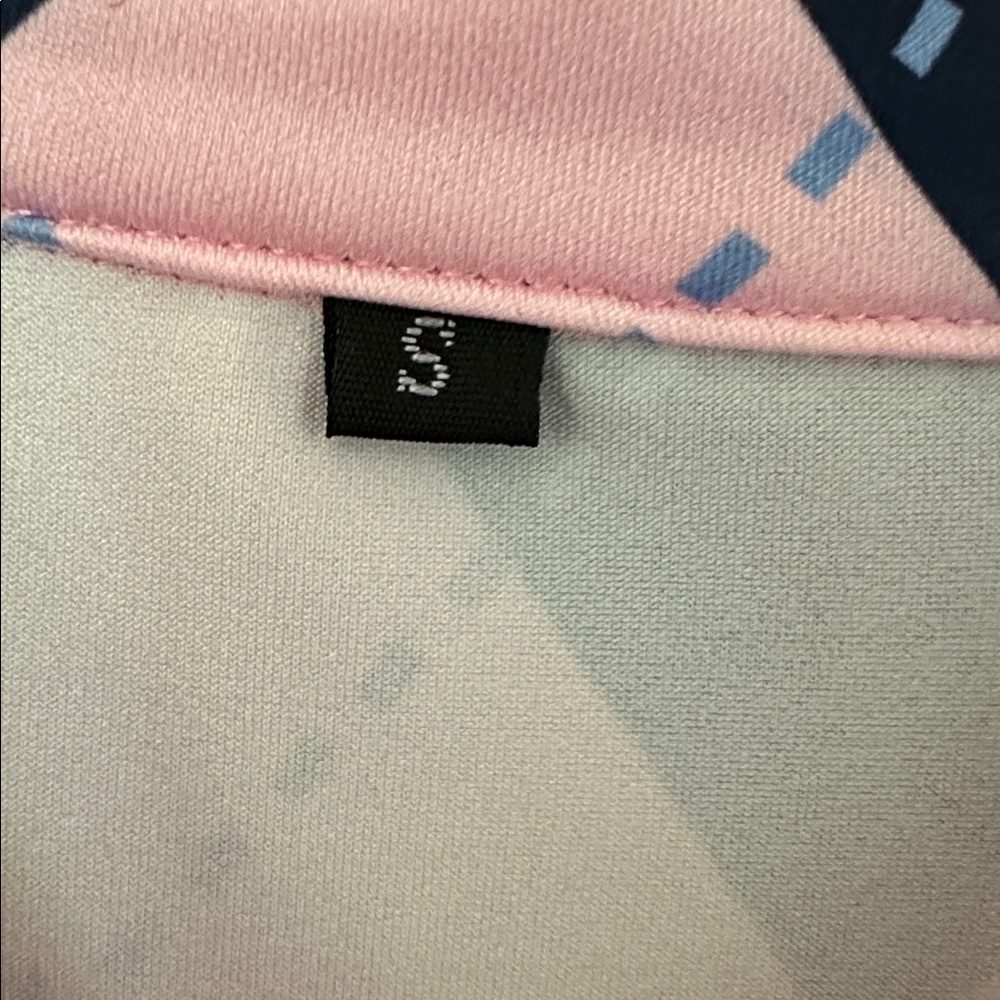 Pink and Navy Argyle Zip golf shirt - Picture 2 of 4